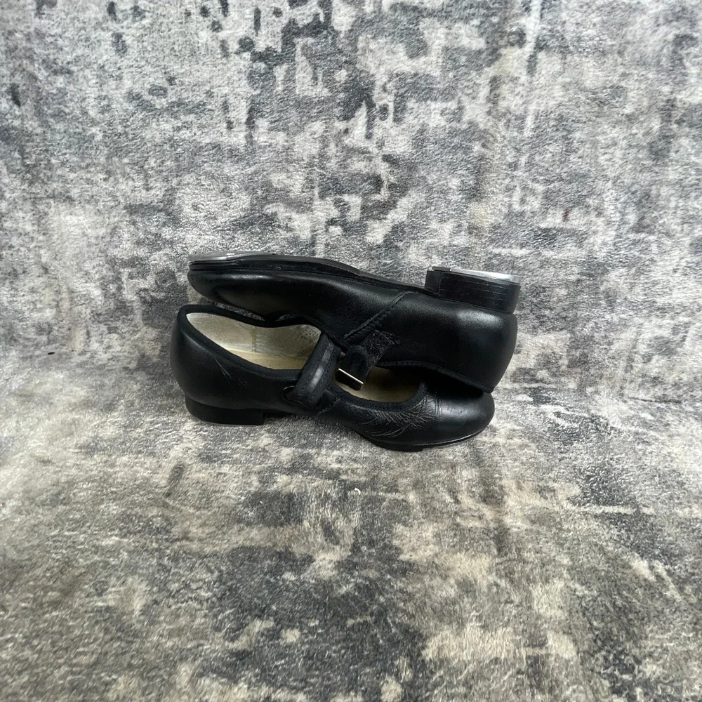 Capezio Mary Jane Tele Tone Tap Shoes Youth 13.5 Black Leather Buckle